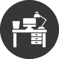 Work Table Glyph Inverted Icon vector