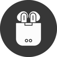 Earbuds Glyph Inverted Icon vector