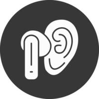 Earbud Glyph Inverted Icon vector