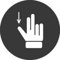 Two Fingers Drag Down Glyph Inverted Icon vector