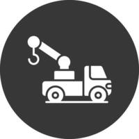 Crane Truck Glyph Inverted Icon vector