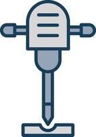 Jackhammer Line Filled Grey Icon vector