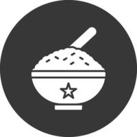 arroz glifo invertido icono vector