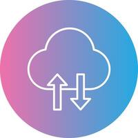 Cloud Data Transfer Line Gradient Circle Icon vector