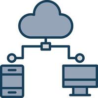 Cloud Computing Line Filled Grey Icon vector