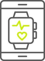 icono de dos colores de línea de reloj inteligente vector