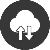 Cloud Data Transfer Glyph Inverted Icon vector