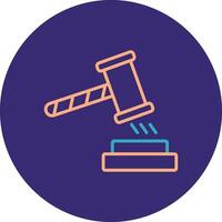 Gavel Line Two Color Circle Icon vector