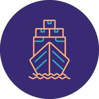 Yacht Line Two Color Circle Icon vector