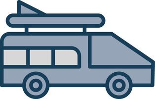 Camper Van Line Filled Grey Icon vector