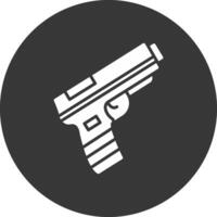 icono de glifo de pistola invertido vector