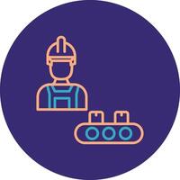 Industrial Worker Line Two Color Circle Icon vector