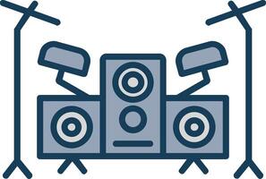 Drum Set Line Filled Grey Icon vector