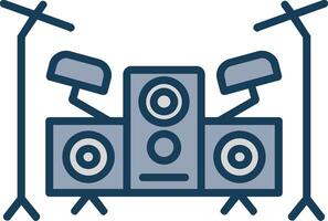 Drum Set Line Filled Grey Icon vector