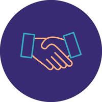 Hand Shake Line Two Color Circle Icon vector