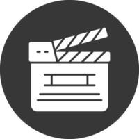 Clapperboard Glyph Inverted Icon vector