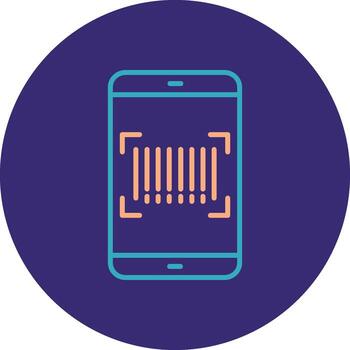 código de barras escanear línea dos color circulo icono vector