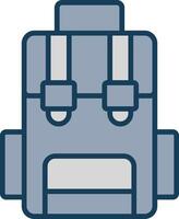 Hiking Back Pack Line Filled Grey Icon vector