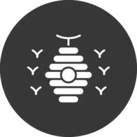 Bee Hive Glyph Inverted Icon vector