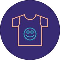 t camisa línea dos color circulo icono vector