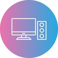 Desktop Computer Line Gradient Circle Icon vector