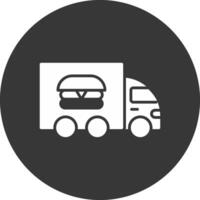 Food Truck Glyph Inverted Icon vector