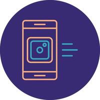 Mobile App Line Two Color Circle Icon vector