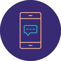 Live Chat Line Two Color Circle Icon vector
