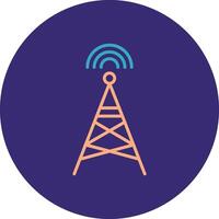 radio torre línea dos color circulo icono vector