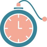 bolsillo reloj glifo dos color icono vector