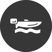 Speed Boat Glyph Inverted Icon vector