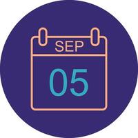 September Line Two Color Circle Icon vector