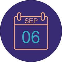 September Line Two Color Circle Icon vector