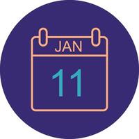 January Line Two Color Circle Icon vector