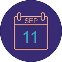September Line Two Color Circle Icon vector