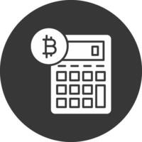 bitcoin calculadora glifo invertido icono vector