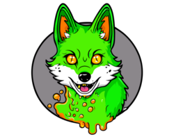 a zombie fox with a long tail and a big head png