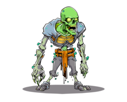 cartoon zombie skull on transparent background png