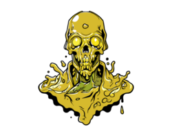 dessin animé zombi crâne sur transparent Contexte png