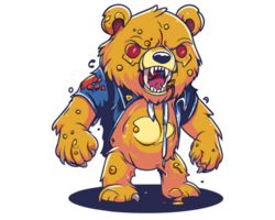 a zombie bear with blood dripping from its mouth png