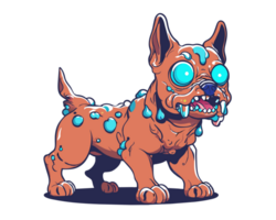 francês buldogue zumbi cachorro desenho animado ilustração png