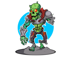 cartoon zombie skull on transparent background png