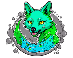 a zombie fox with a long tail and a big head png