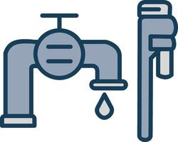 Plumbing installation Line Filled Grey Icon vector