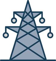 Electric Tower Line Filled Grey Icon vector