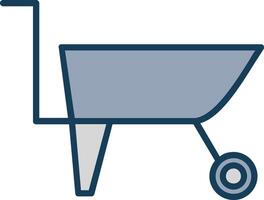 Wheelbarrow Line Filled Grey Icon vector