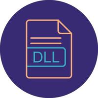 DLL File Format Line Two Color Circle Icon vector