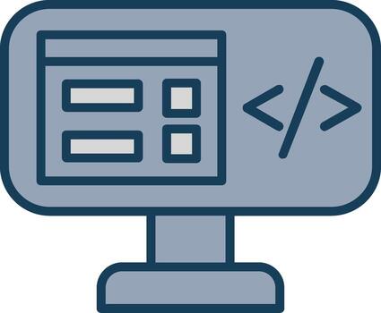 programa codificación línea lleno gris icono vector