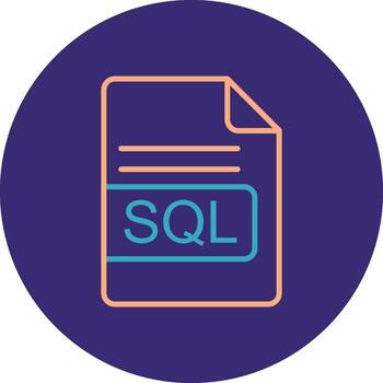 sql archivo formato línea dos color circulo icono vector