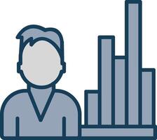 Analytics Person Line Filled Grey Icon vector